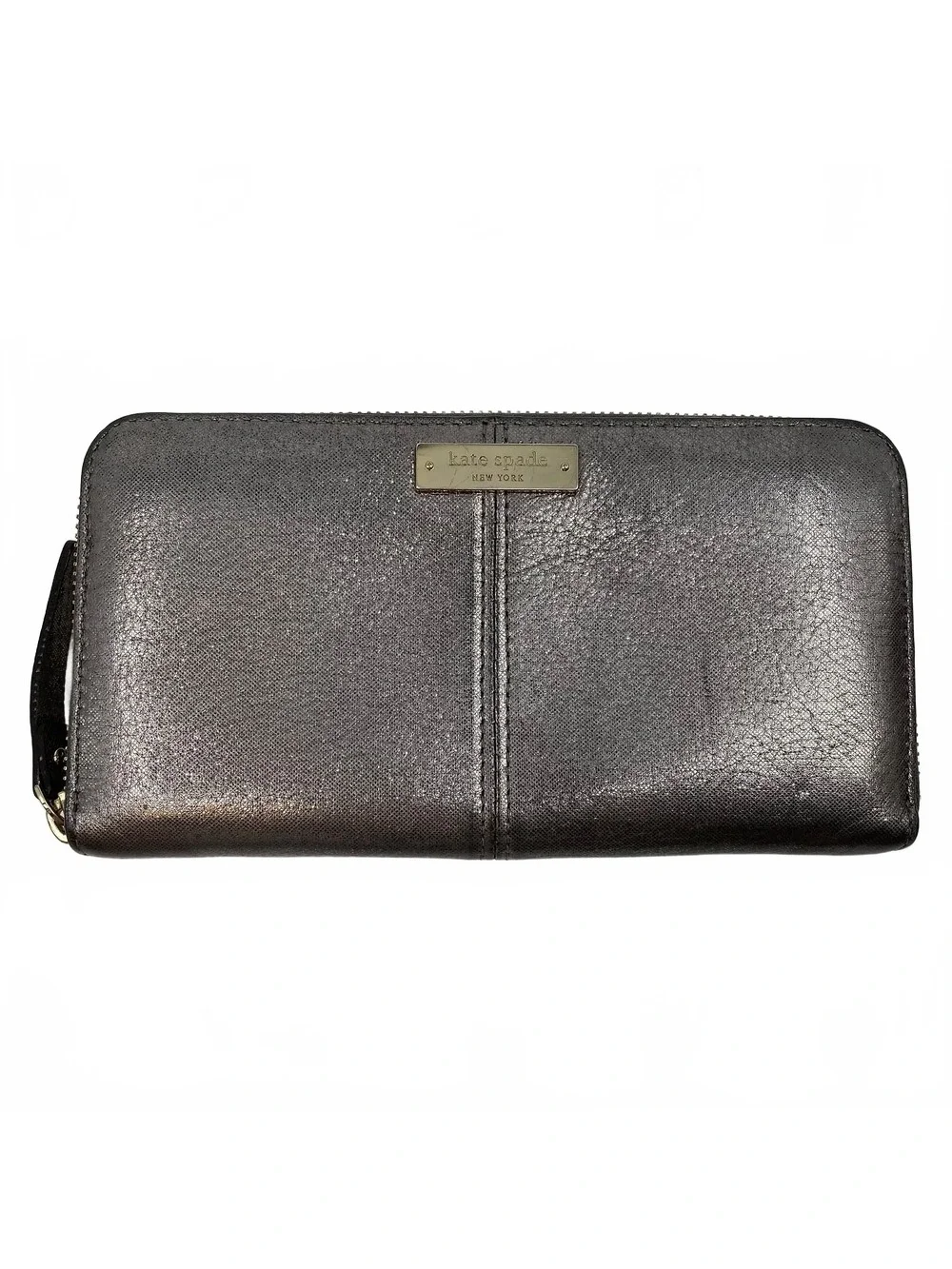 kate spade Silver Leather Zip-Around Wallet | OS